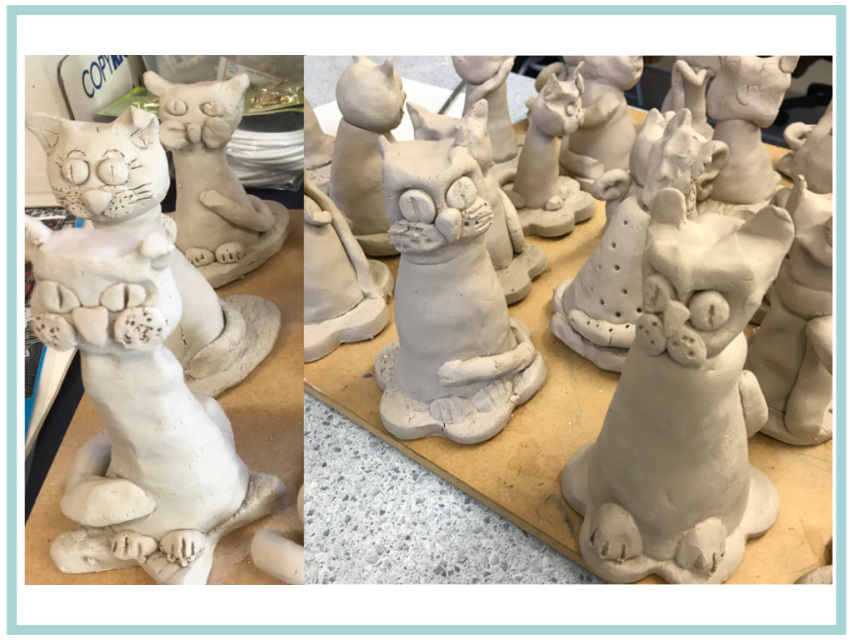 Art Clay Cat Sculptures Ceramics For Kids